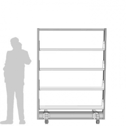 Libreria divisoria autostabile MOBIL-JU - cm 150x200h con 4 piedi su ruote frenate