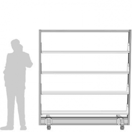 Libreria divisoria autostabile MOBIL-JU - cm 200x200h con 4 piedi su ruote frenate